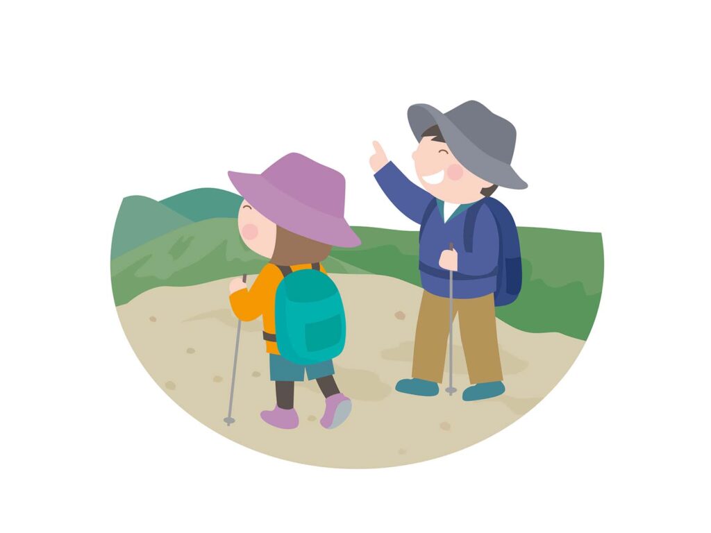 登山を楽しむ男女のイラスト